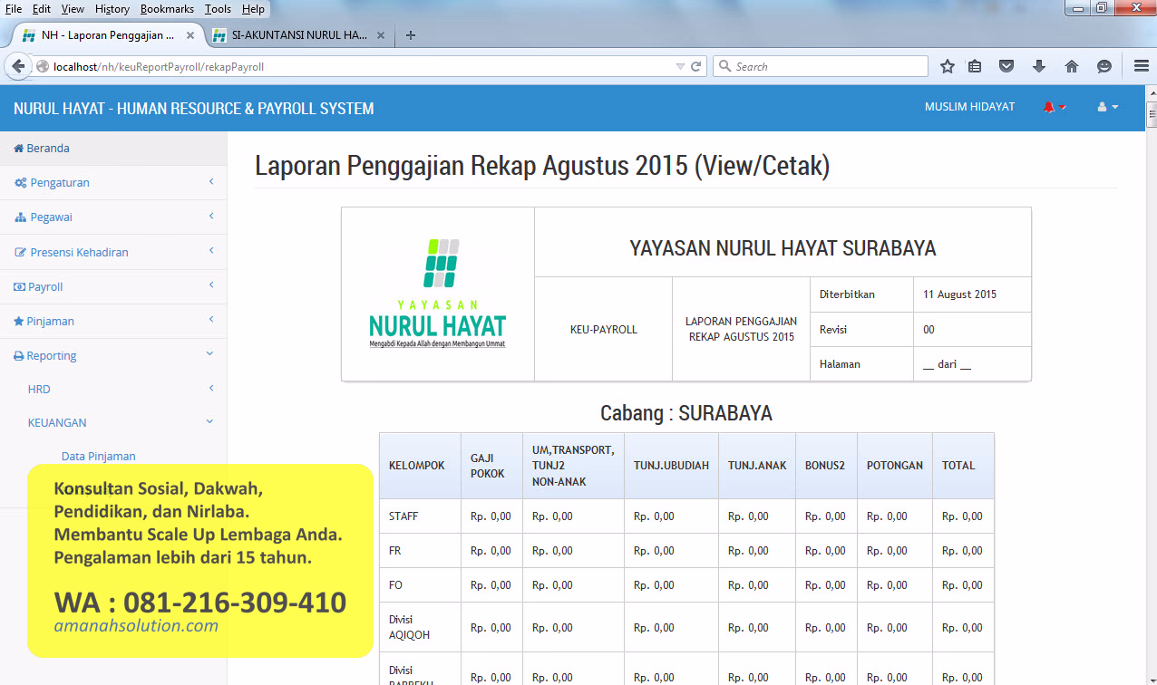Visual laporan rekap software